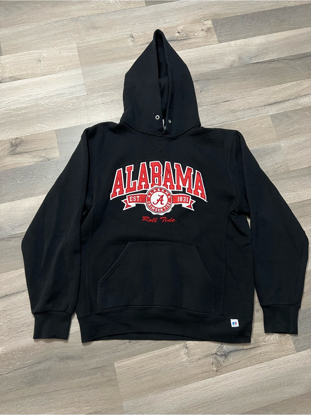 Alabama Crimson Tide Pullover Hoodie - Men's Medium - Black Russell Athletic